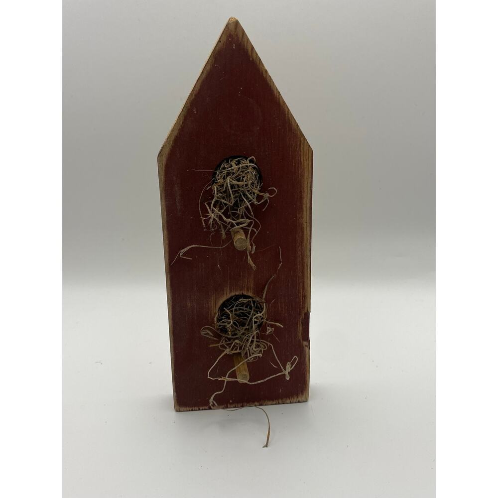 Primitive Wood Birdhouse Block, Rustic Folk Art Farmhouse Shelf Sitter